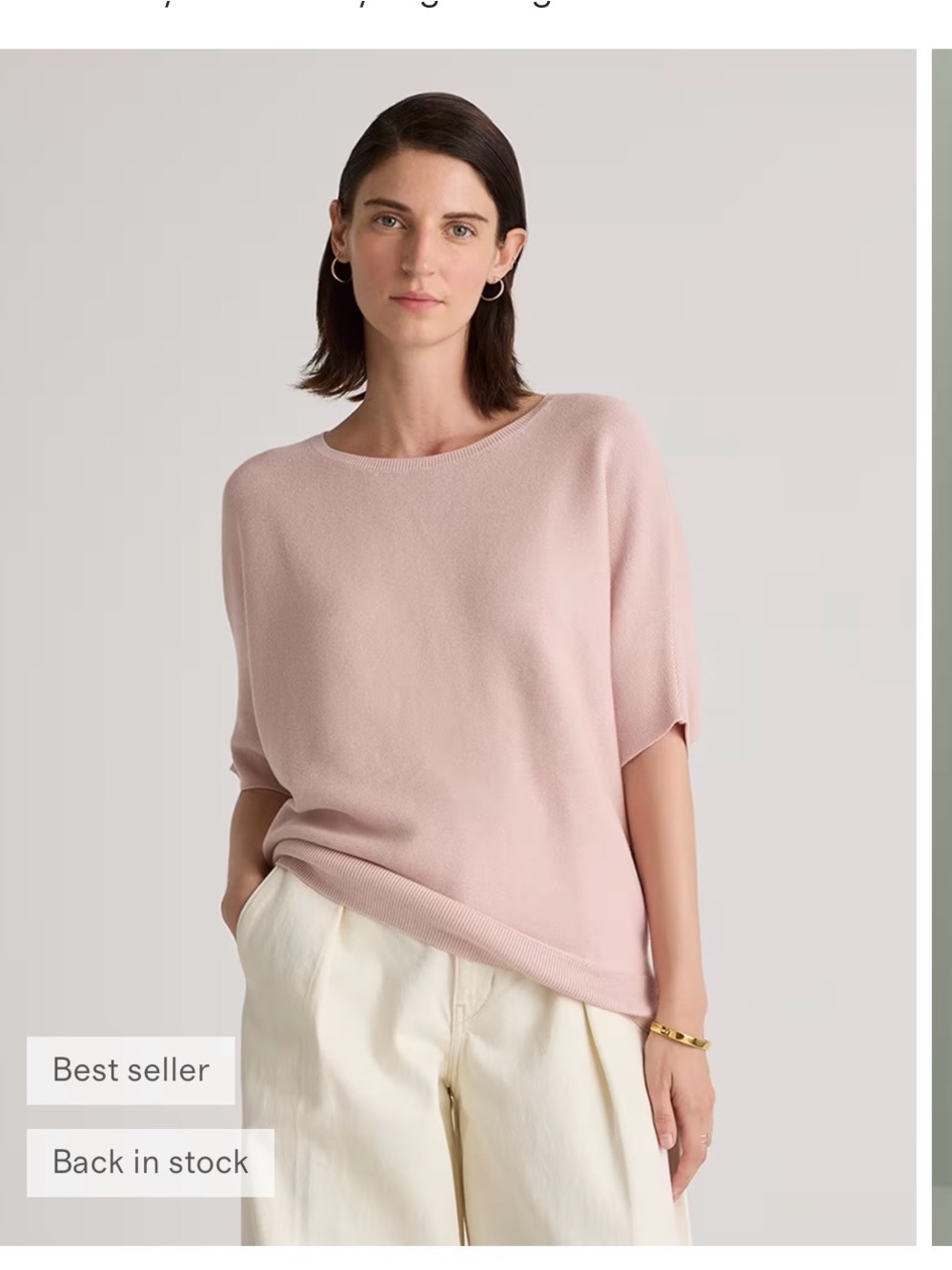Lightweight Cotton Cashmere Link-Stitch Dolman Sweater